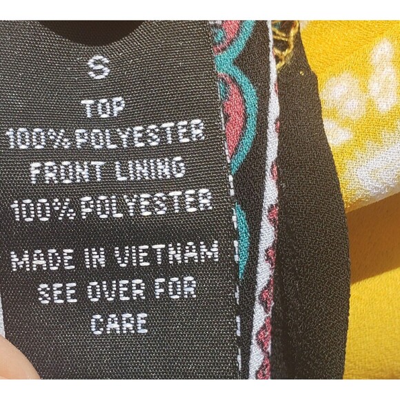 BCX V-Hem Scarf Tank Small Yellow Multi Printed Allover Mandala Sleeveless - Picture 8 of 14